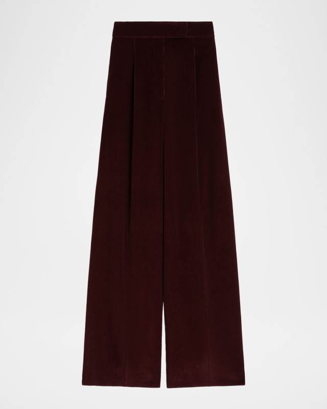 Cherry Wide-Leg Cotton Corduroy Pants